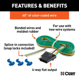 CURT Qualifies for Free Shipping CURT 4-Way Socket 60" Wires Vehicle Side #58044