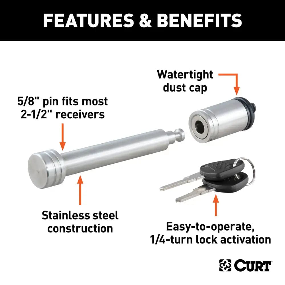 CURT Qualifies for Free Shipping CURT 5/8" Dogbone Lock SS #23519