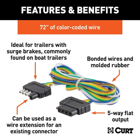 CURT Qualifies for Free Shipping CURT 5-Way Plug & Socket 72" Wires Looped #58551