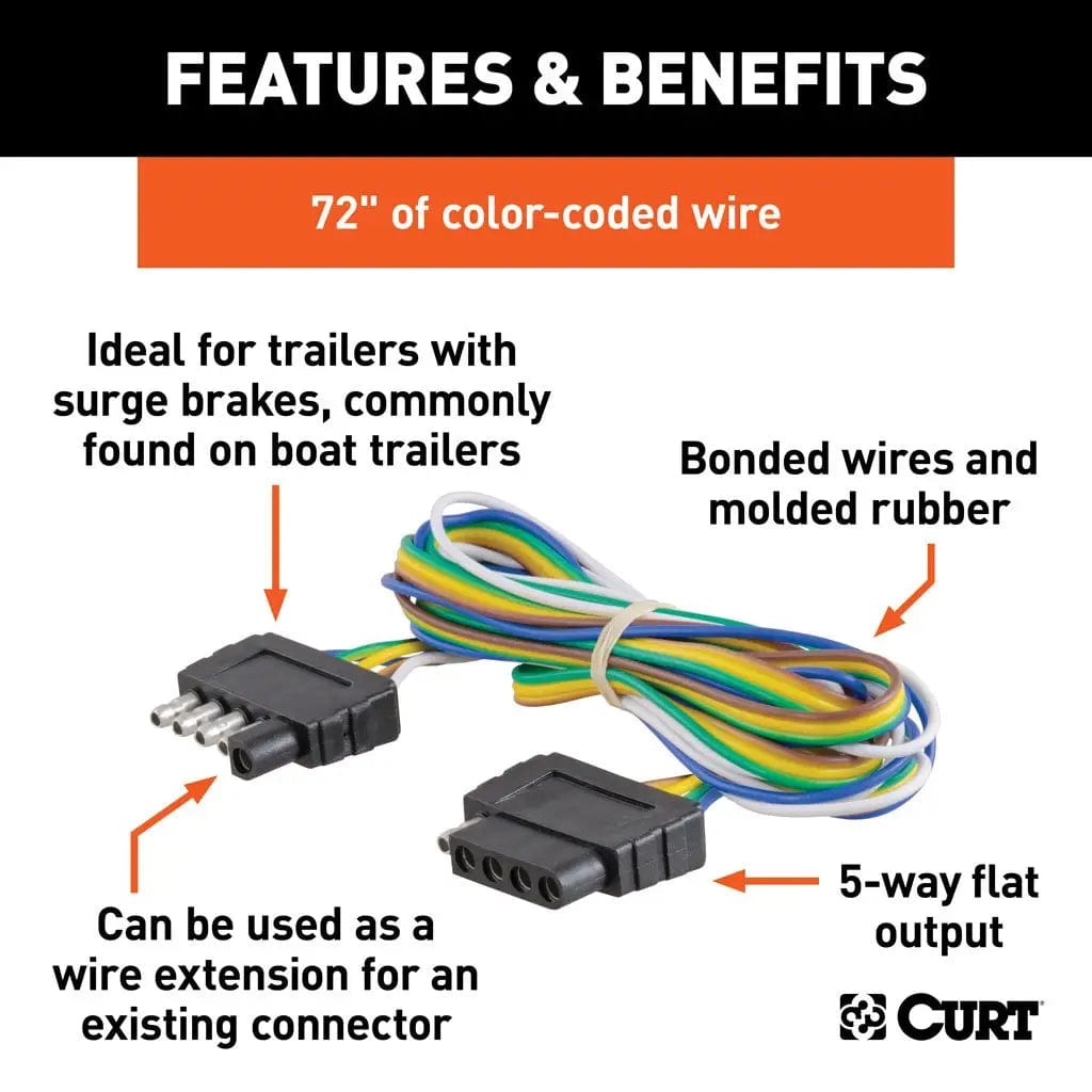 CURT Qualifies for Free Shipping CURT 5-Way Plug & Socket 72" Wires Looped #58551