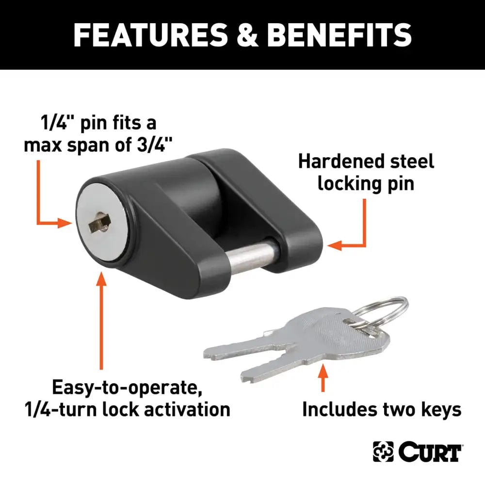 CURT Qualifies for Free Shipping CURT 7/8" Span Coupler Lock Black #23521