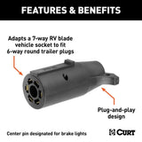 CURT Qualifies for Free Shipping CURT 7-Way RV to 6 Round Adapter #57661