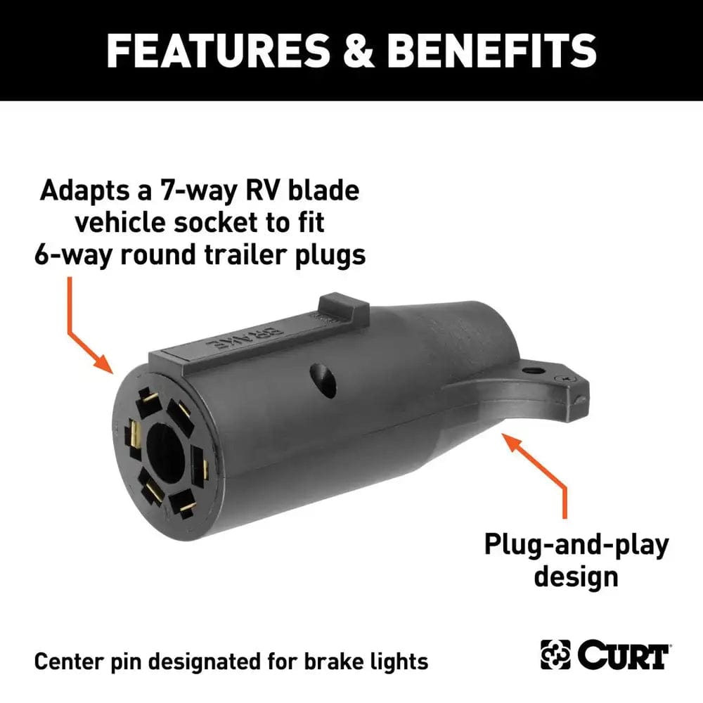 CURT Qualifies for Free Shipping CURT 7-Way RV to 6 Round Adapter #57661