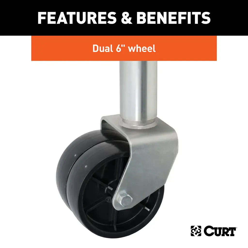 CURT Qualifies for Free Shipping CURT Jack Bolt-on Swivel 6” Dual Wheels 10" Travel #28156