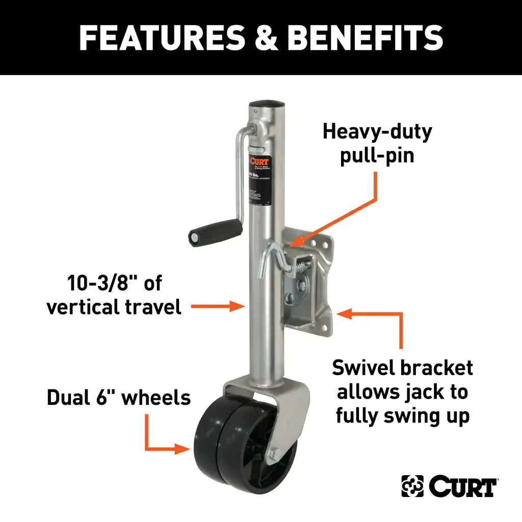 CURT Qualifies for Free Shipping CURT Jack Bolt-on Swivel 6” Dual Wheels 10" Travel #28156