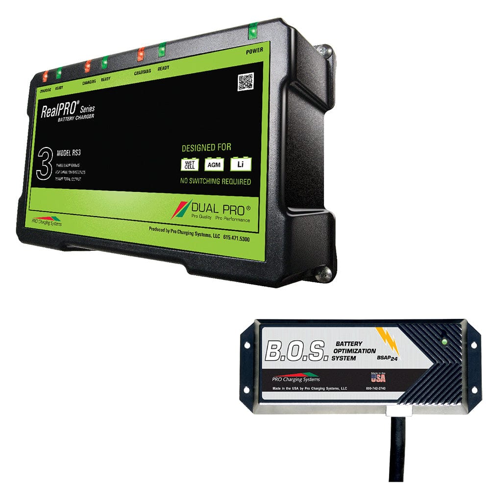 Dual Pro Qualifies for Free Shipping Dual Pro R3 3-Bank Battery Charger with 2-Bank BOS System #RS3/BOS12V2