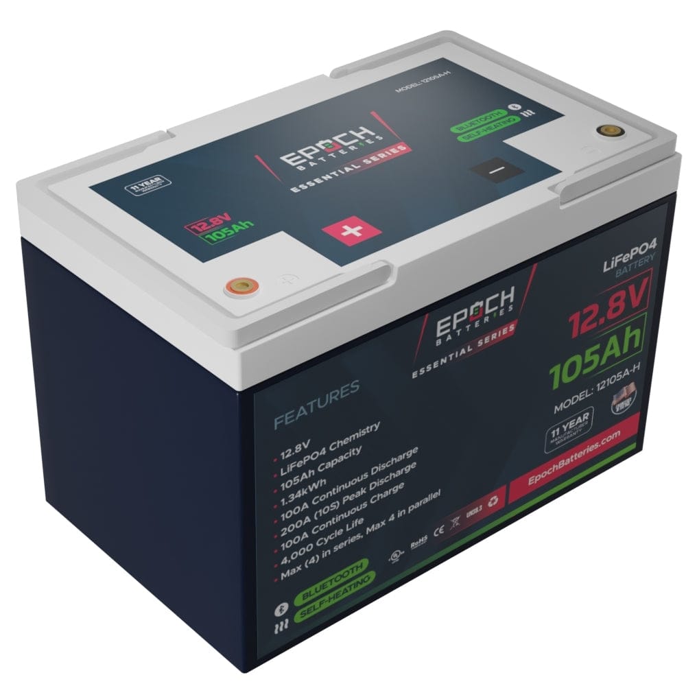 Epoch Batteries Not Qualified for Free Shipping Epoch Batteries 12-Volt Heated & Bluetooth Enabled LiFePO4 Battery #12105A-H