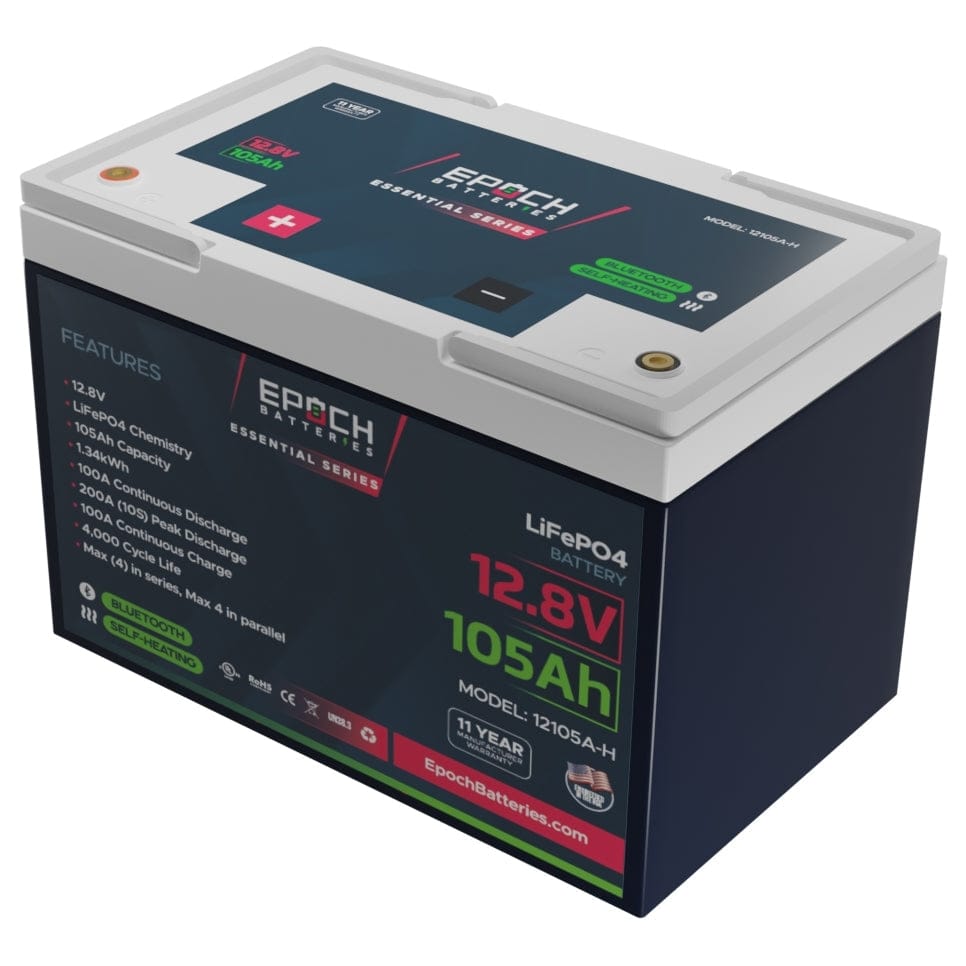 Epoch Batteries Not Qualified for Free Shipping Epoch Batteries 12-Volt Heated & Bluetooth Enabled LiFePO4 Battery #12105A-H