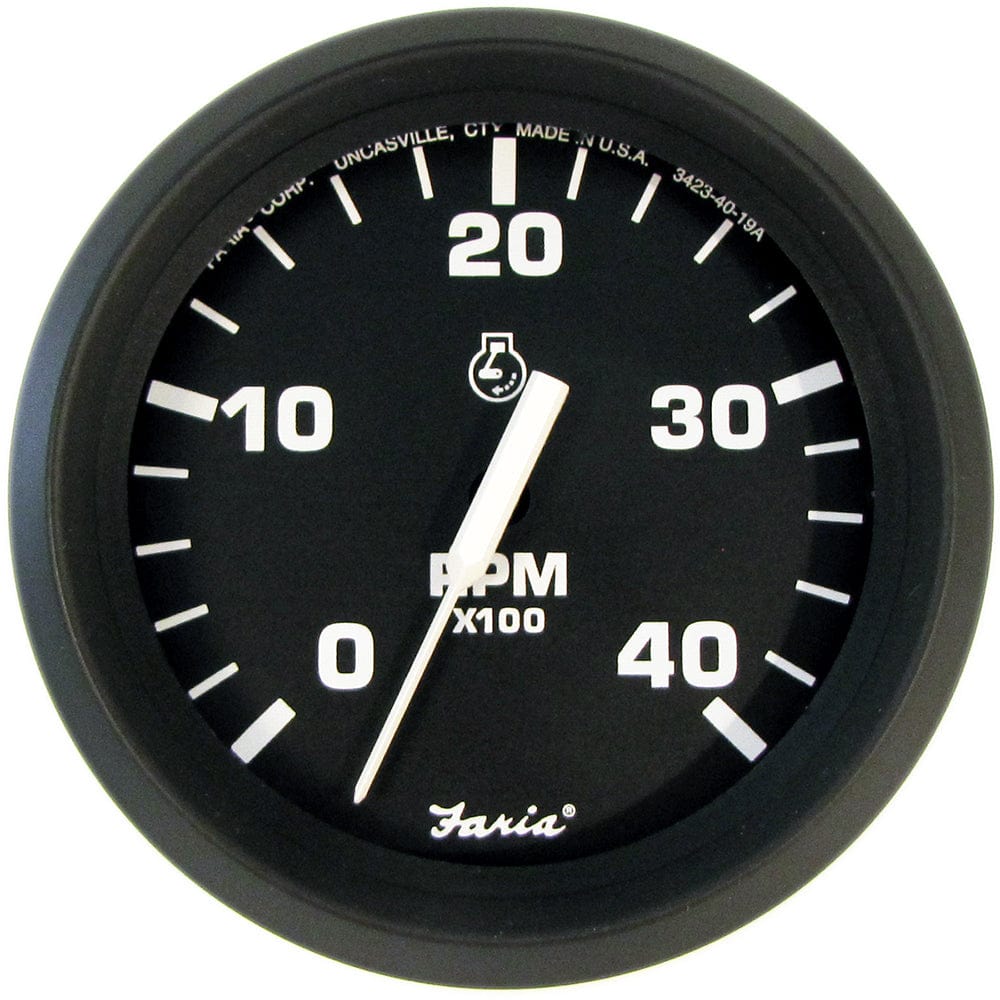 Faria Not Qualified for Free Shipping Faria 4" Tachometer Euro Style Black with White Letters 4000 RPM #TD9122