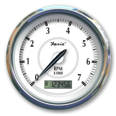 Faria Qualifies for Free Shipping Faria Newport SS 4" Tach with Hourmeter 7000 RPM Gas #45005