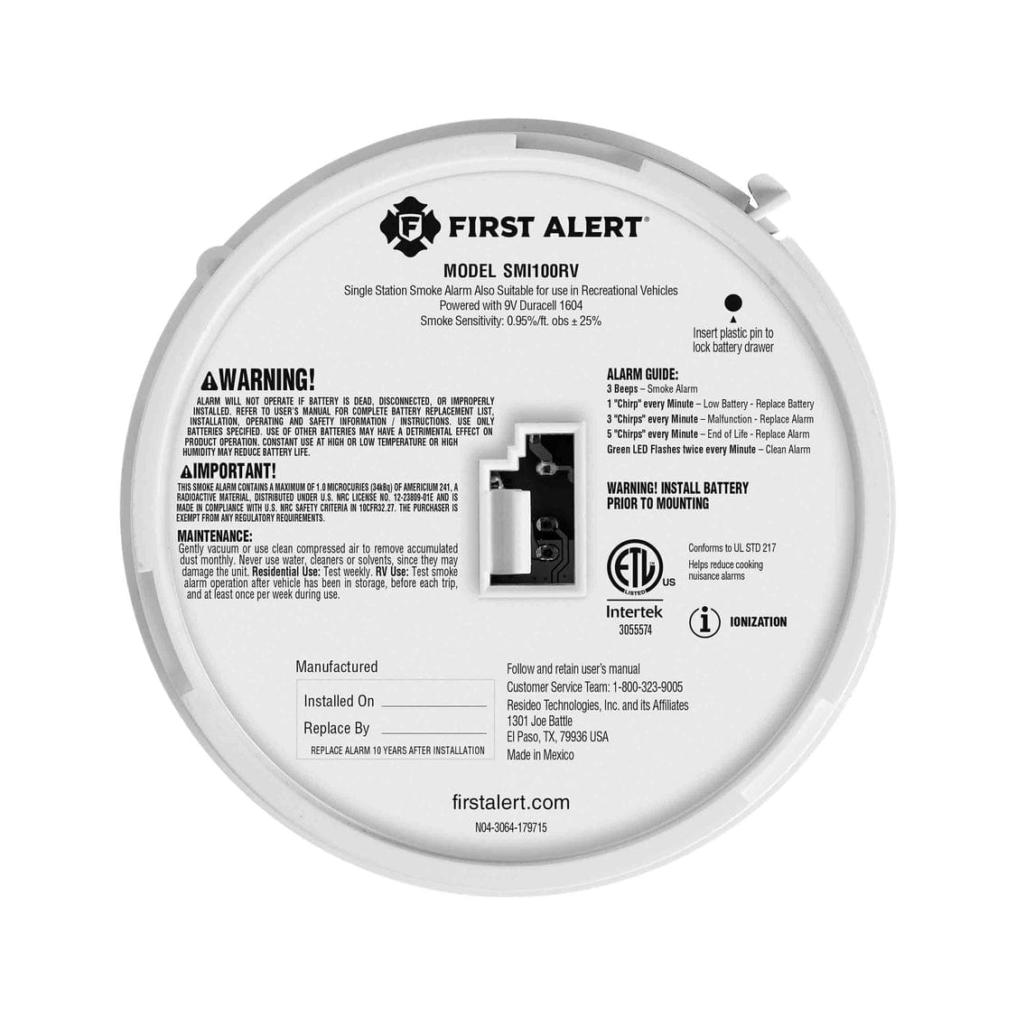 First Alert Qualifies for Free Shipping First Alert Smoke Alarm with 9v Battery #1046846
