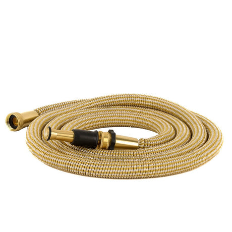 HoseCoil Qualifies for Free Shipping Hosecoil Expandable Pro 25' Gold/White with Brass Twist #HEP25K