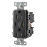 Hubbell Not Qualified for Free Shipping Hubbell Receptacle Duplex 15a 125v 5a 5v USB Port AC Black #USB15AC5BK