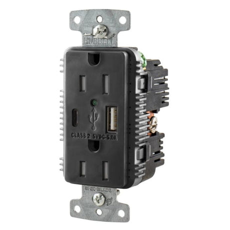 Hubbell Not Qualified for Free Shipping Hubbell Receptacle Duplex 15a 125v 5a 5v USB Port AC Black #USB15AC5BK