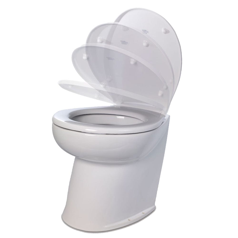 Jabsco Not Qualified for Free Shipping Jabsco Deluxe Flush Freshwater Electric Toilet with Angled Back #58020-3012