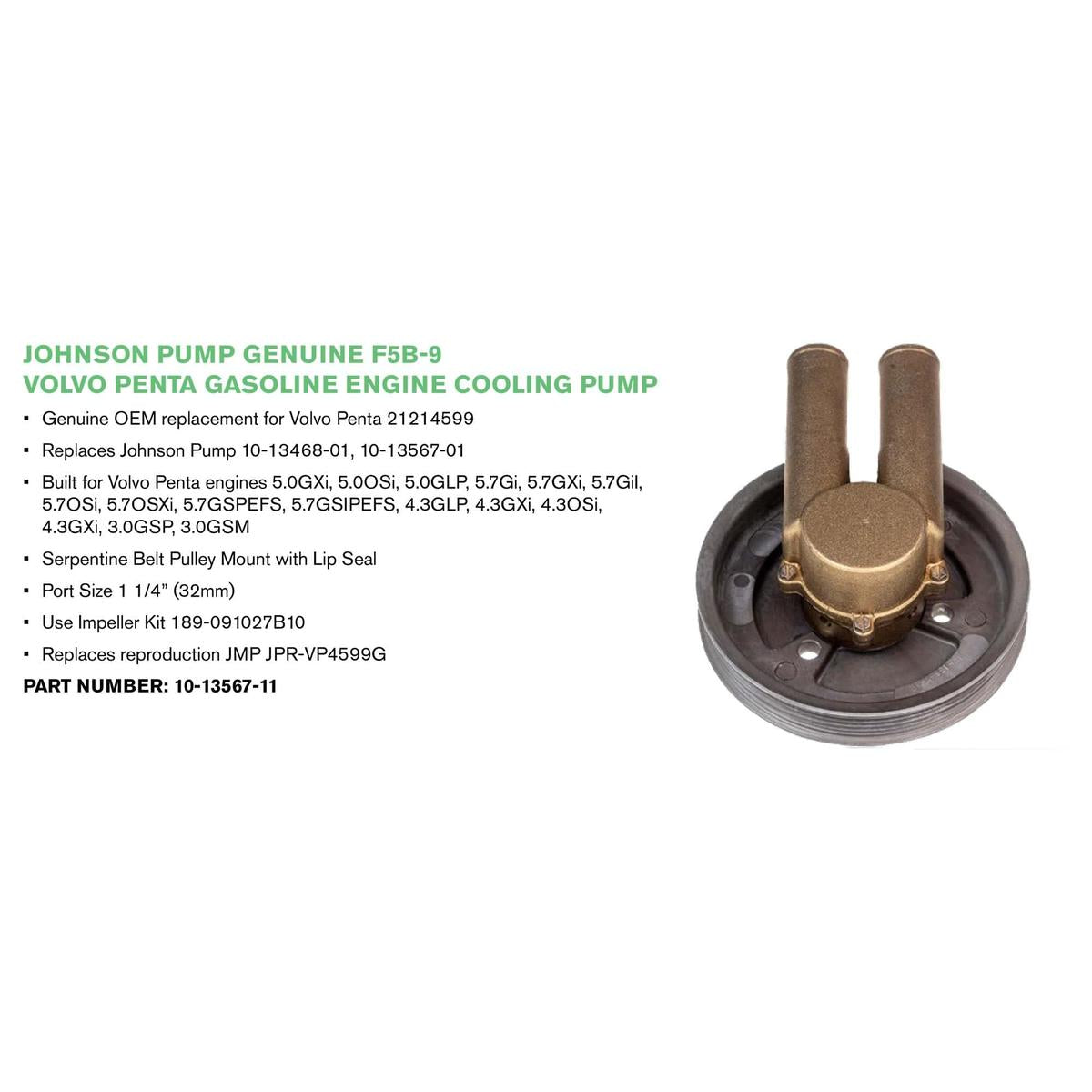 Johnson Pump Qualifies for Free Shipping Johnson Pump Volvo Penta F5B-9 #10-13567-11