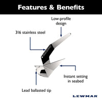 Lewmar Qualifies for Free Shipping LewmarDelta Stainless Steel Anchor 14 lb #0057306
