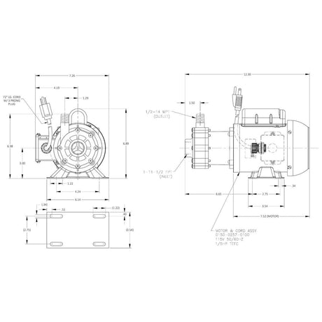 March Pump Qualifies for Free Shipping March Pump TE-5M-MD 115v 72" Cord & Plug #0150-0254-0100