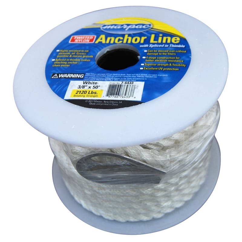 Marpac Not Qualified for Free Shipping Marpac Anchor Line Nylon Twisted 3/8" x 100' #7-6434