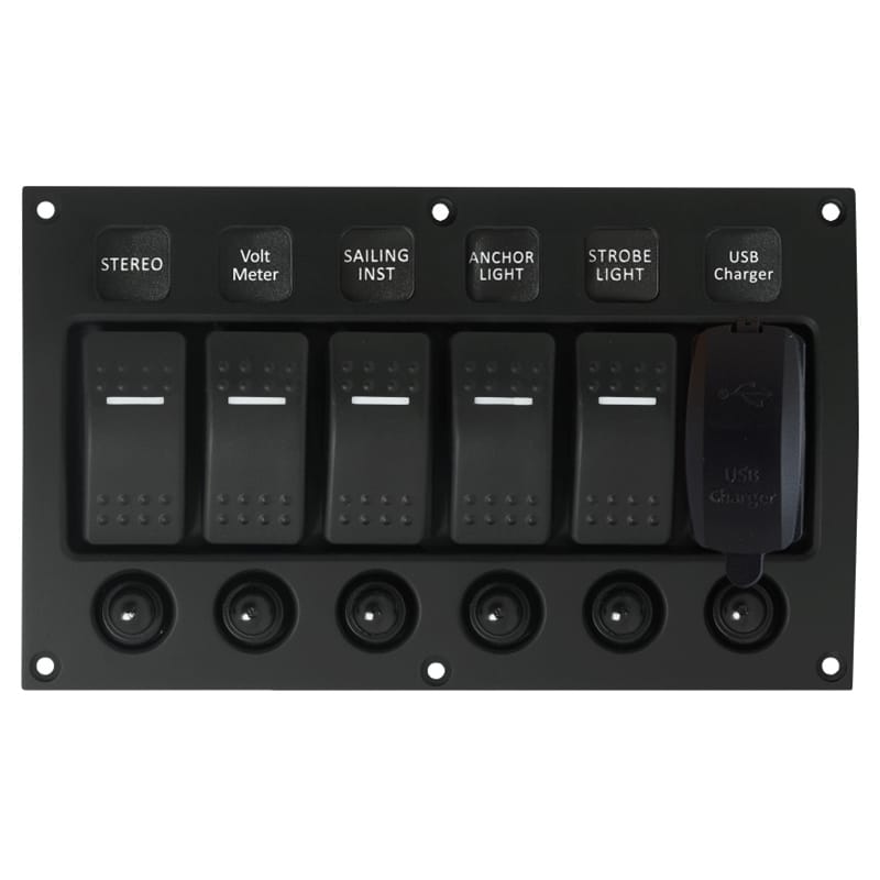 Marpac Qualifies for Free Shipping Marpac Water Resistant Curved 5-Switch Panel with USB Charger #7-1252