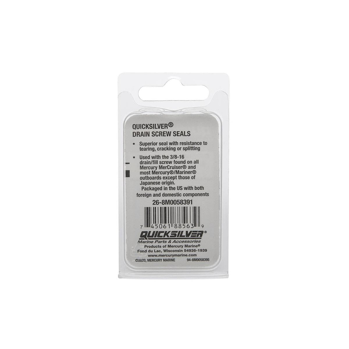 Mercury Marine Qualifies for Free Shipping Mercury Gear Case Drain Screw Seal for Select Mercury Outboards #26-8M0058391