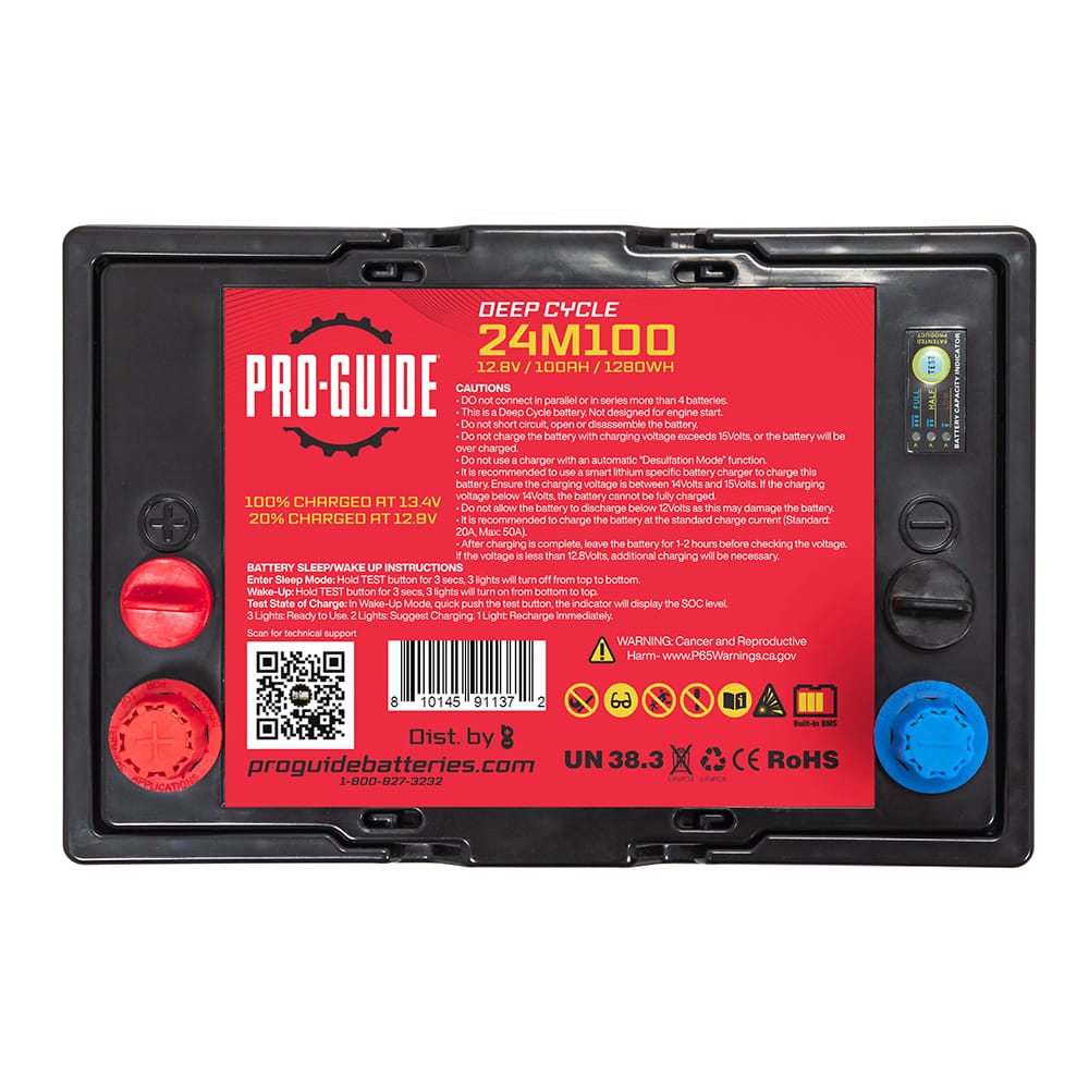 Pro-Guide Qualifies for Free Shipping Pro-Guide Signature 12v 100ah Group 24 Lithium Battery #24M100
