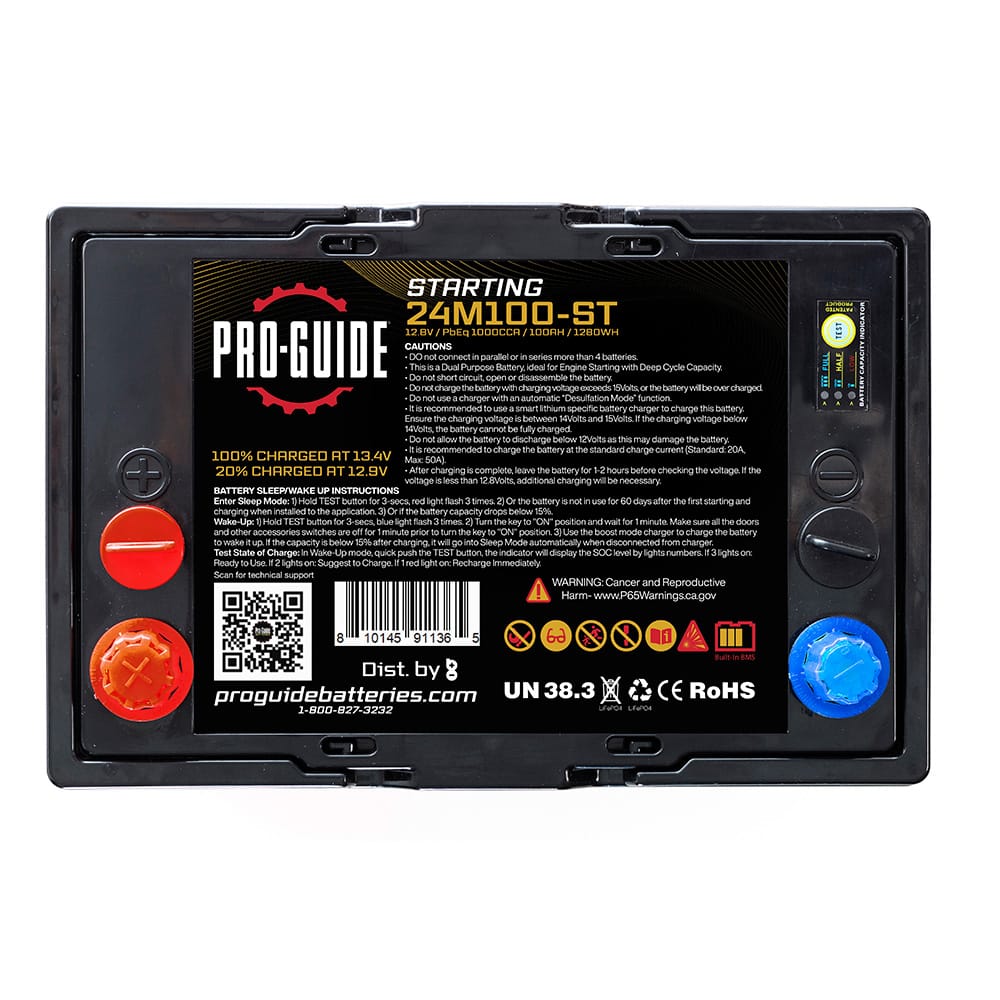 Pro-Guide Qualifies for Free Shipping Pro-Guide Signature 12v 100ah Group 24 Lithium Battery #24M100-ST