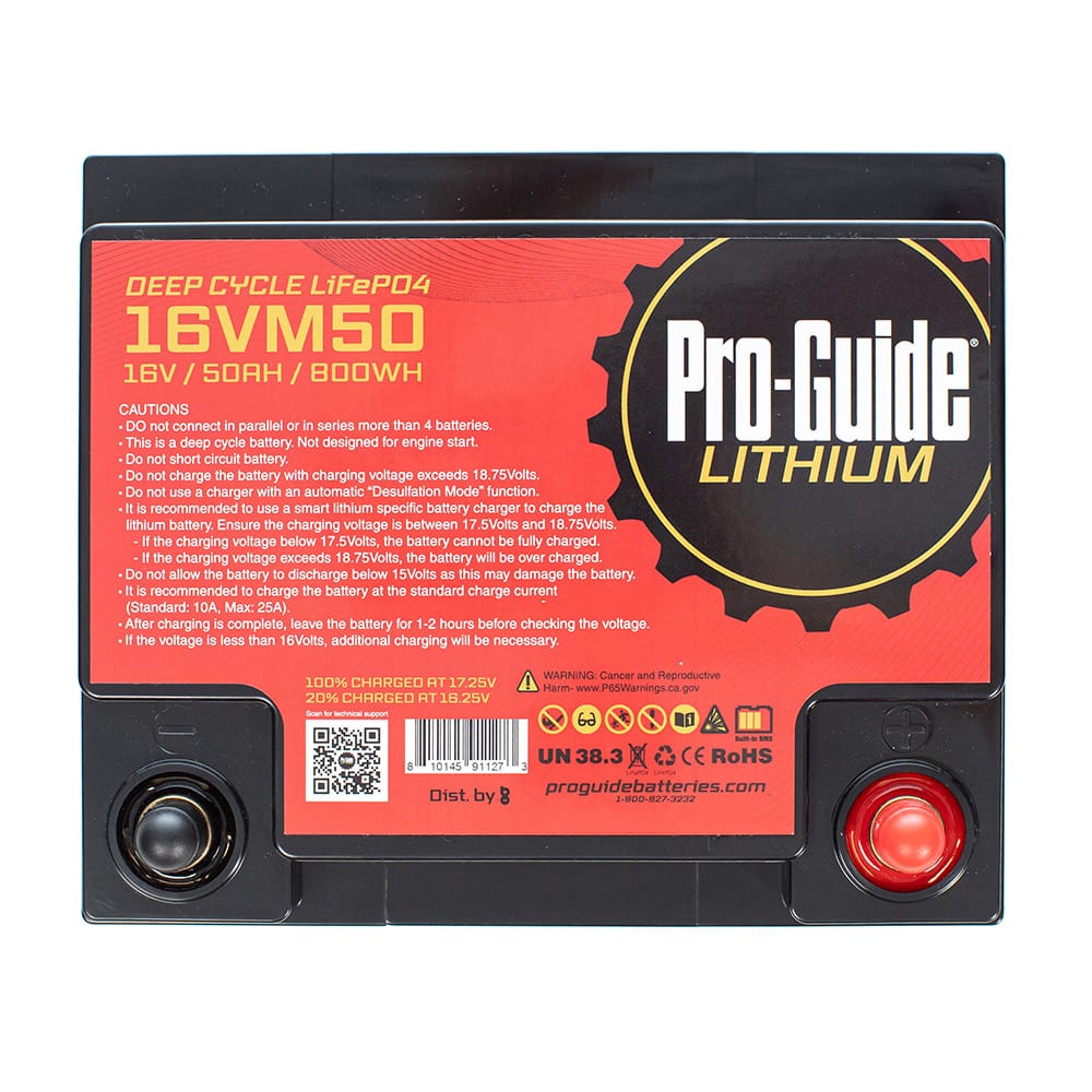 Pro-Guide Qualifies for Free Shipping Pro-Guide Signature 16v 50ah Lithium Battery #16VM50