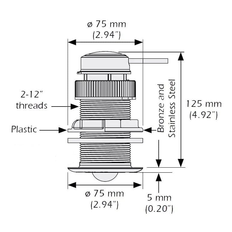 Raymarine Qualifies for Free Shipping Raymarine DST800 Nylon Thru-Hull Depth Temp Speed #A22154