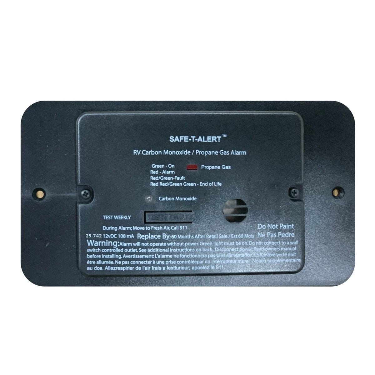 Safe-T-Alert Qualifies for Free Shipping Safe-T-Alert Flush Mount CO2/Propane Alarm 12v Hard Wire Black #25-742-BL-TR