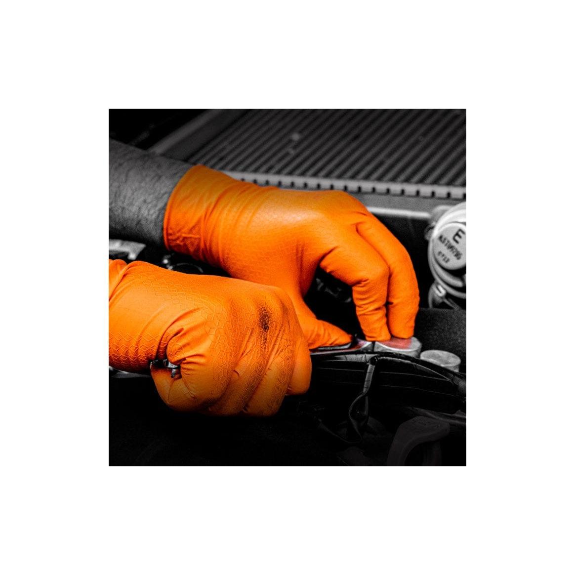 SAS Safety Qualifies for Free Shipping SAS Safety Nitrile 7mil Orange Glove L 100-Box #66473