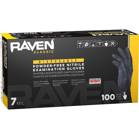 SAS Safety Qualifies for Free Shipping SAS Safety Raven Powder-Free Nitrile 7mil Black Glove M 100-Box #66517