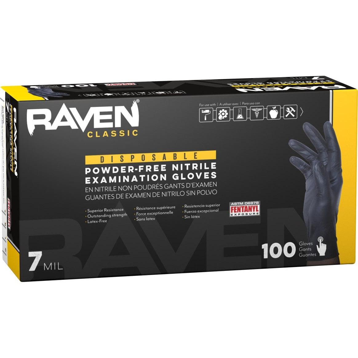 SAS Safety Qualifies for Free Shipping SAS Safety Raven Powder-Free Nitrile 7mil Black Glove M 100-Box #66517
