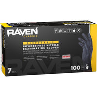 SAS Safety Qualifies for Free Shipping SAS Safety Raven Powder-Free Nitrile 7mil Black Glove M 100-Box #66517