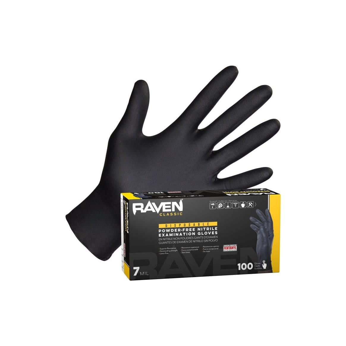 SAS Safety Qualifies for Free Shipping SAS Safety Raven Powder-Free Nitrile 7mil Black Glove M 100-Box #66517