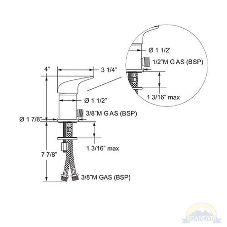 Scandvik Qualifies for Free Shipping Scandvik Single Lever Show Mix 3/8" Hose Connector #10464