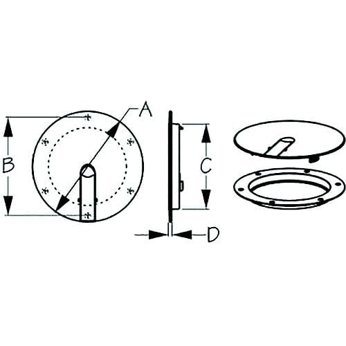 Sea-Dog Qualifies for Free Shipping Sea-Dog Low-Pro Deck Plate White 6" #336410-1