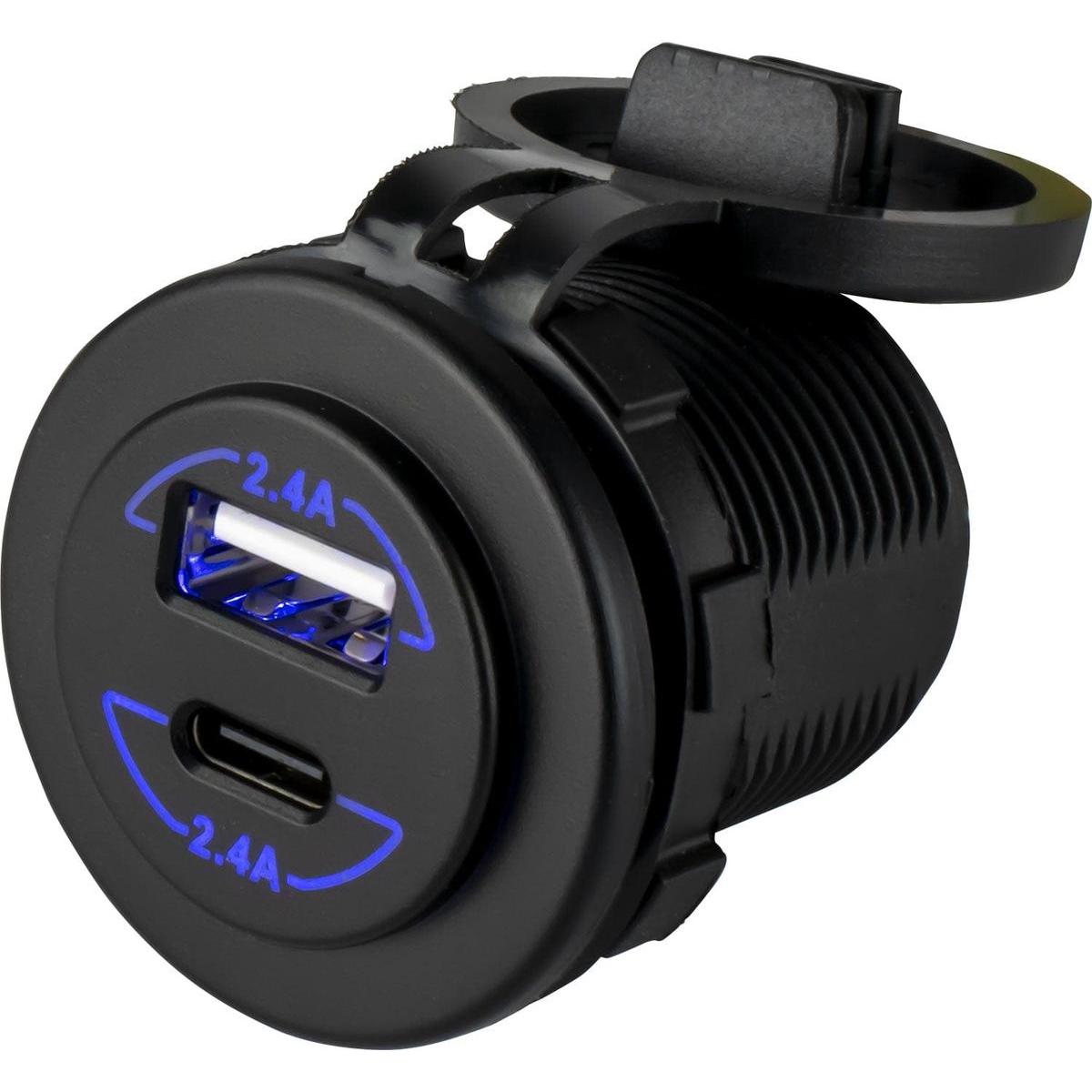 Sea-Dog Qualifies for Free Shipping Sea-Dog Round Dual USB-C/USB-A Socket #426516-1