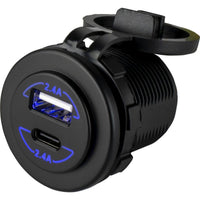 Sea-Dog Qualifies for Free Shipping Sea-Dog Round Dual USB-C/USB-A Socket #426516-1