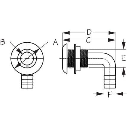 Sea-Dog Qualifies for Free Shipping Sea-Dog SS Capped Thru-Hull 90-Degree 5/8" #520830