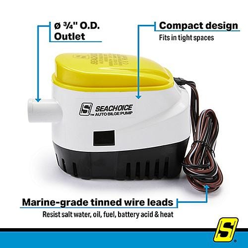Seachoice Qualifies for Free Shipping Seachoice Automatic Bilge Pump 800 GPH 3/4" Hose #19276