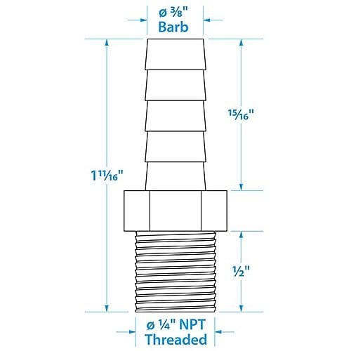 Seachoice Qualifies for Free Shipping Seachoice Male Hose Barb 3/8" x 1/4" NPT #20821