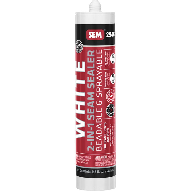 SEM Products Qualifies for Free Shipping SEM 2-In-1 Seam Sealer 9.5 oz Tube White #29462