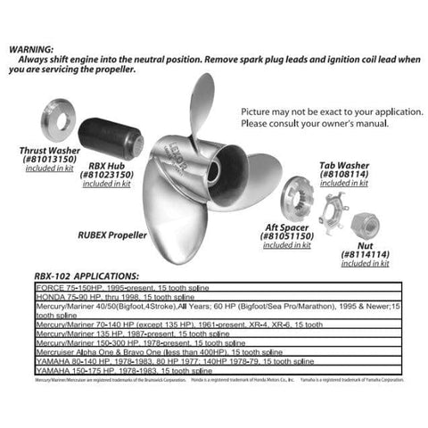 Solas Qualifies for Free Shipping Solas/Rubex Hub Kit Mercury/Mercruiser/Force/Honda 70-250HP #RBX-102