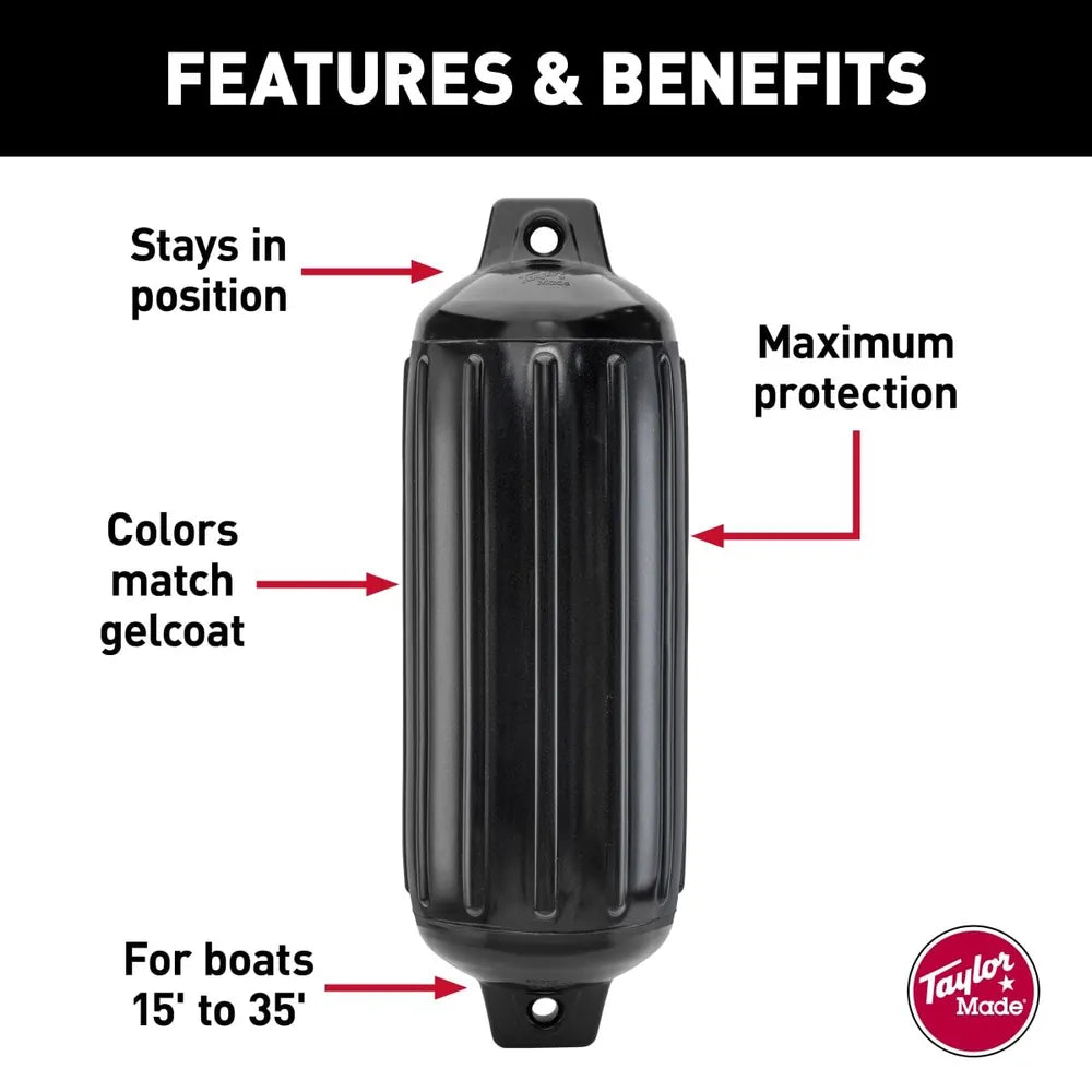 Taylor Made Qualifies for Free Shipping Taylor Made Super Gard Boat Fender 8.5" x 26" Black 2-pk #952824PK