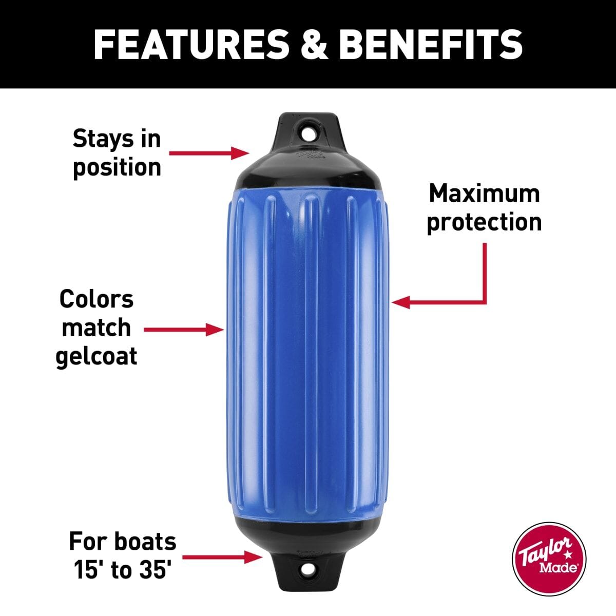 Taylor Made Qualifies for Free Shipping Taylor Made Super Gard Inflatable Vinyl Fenders 10.5" x 30" Blue #951128