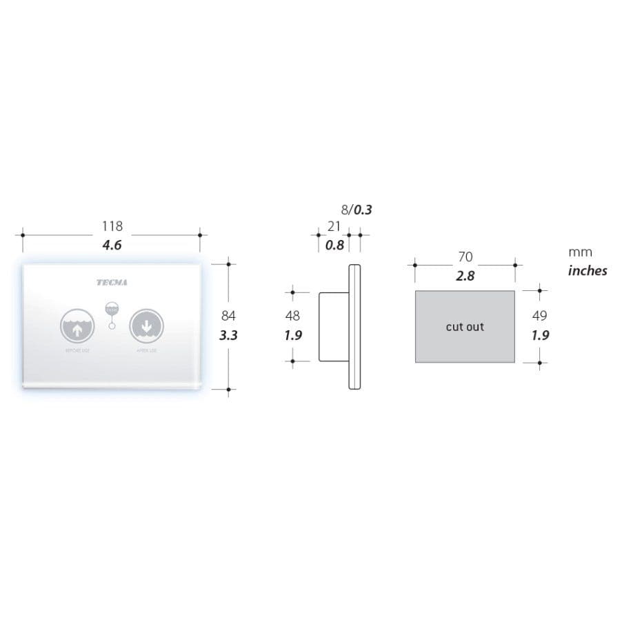 Thetford Qualifies for Free Shipping Thetford Touch SFT Multifunction Control Panel 2-Button White #T-PF.P11T2
