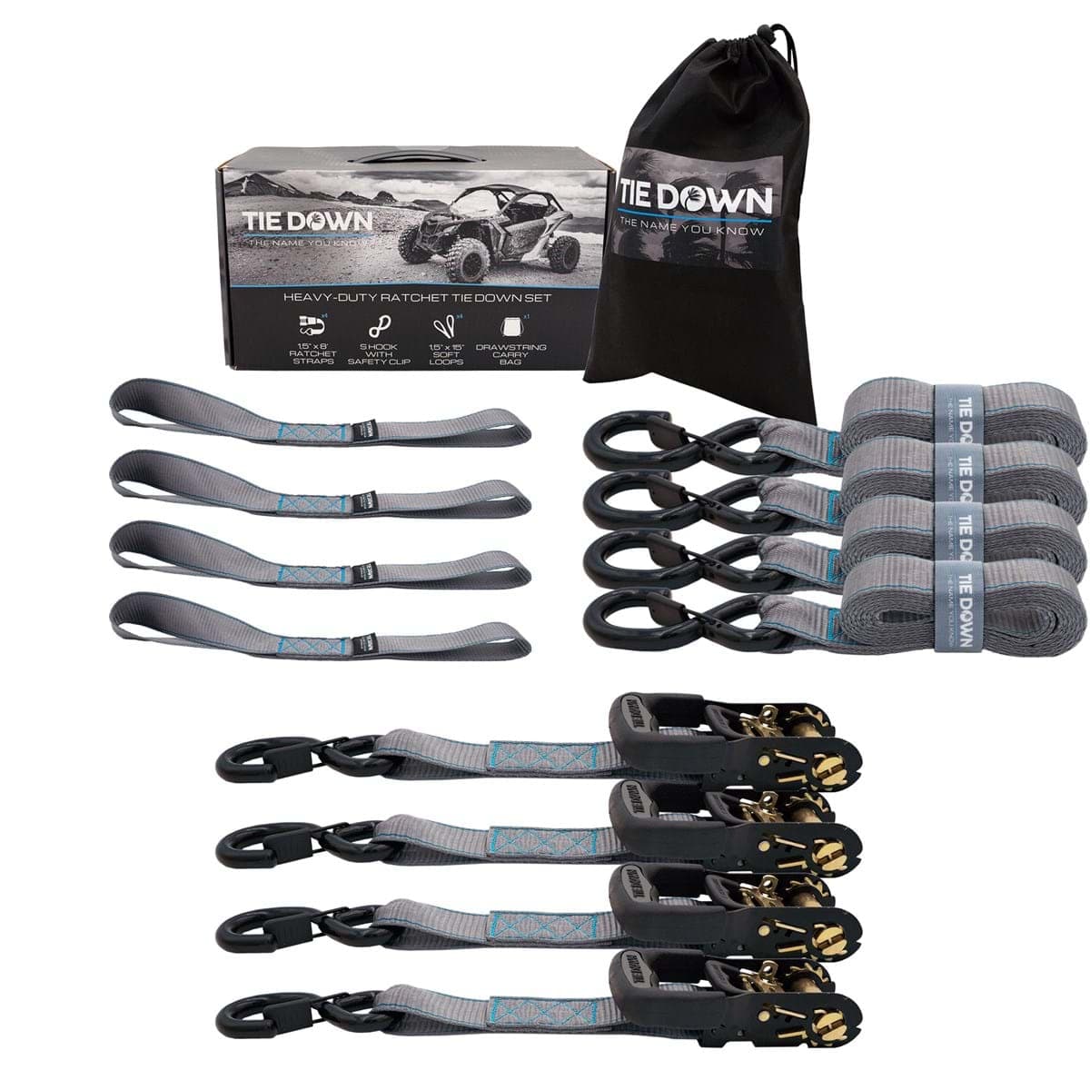 Tie Down Engineering Qualifies for Free Shipping Tie Down Ratchet Strap 1.5" x 8' 5208 lb Grey #13981-GRY
