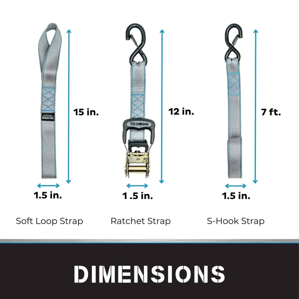 Tie Down Engineering Qualifies for Free Shipping Tie Down Ratchet Strap 1.5" x 8' 5208 lb Grey #13992-GRY