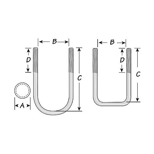 Tie Down Engineering Qualifies for Free Shipping Tie Down U-Bolt-Square 2-1/16" x 4-13/16" #86223